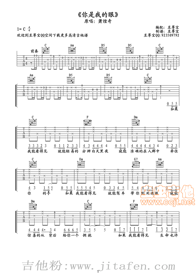 《你是我的眼》 吉他谱