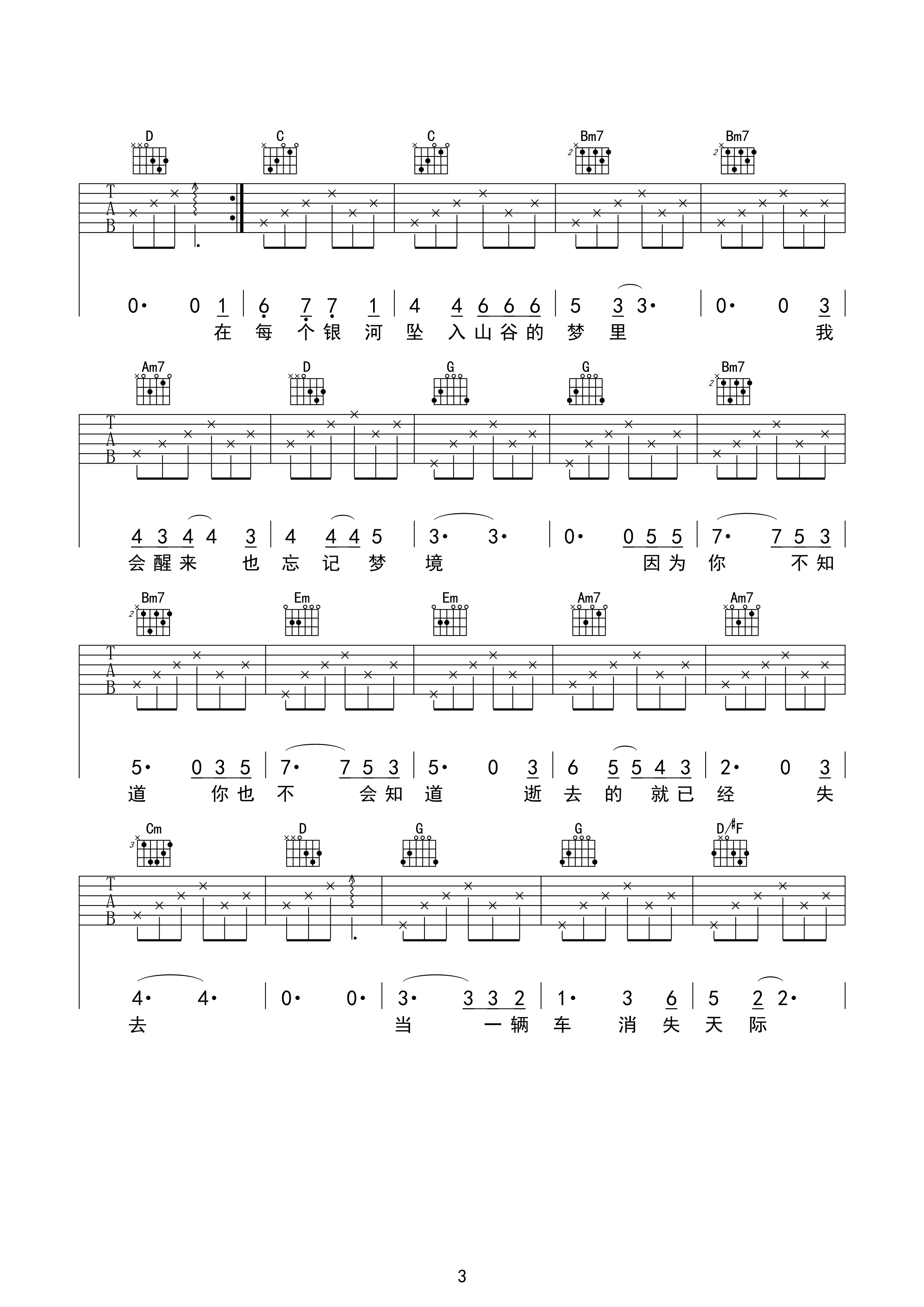 邓紫棋 后会无期吉他谱 G调简单版 吉他谱