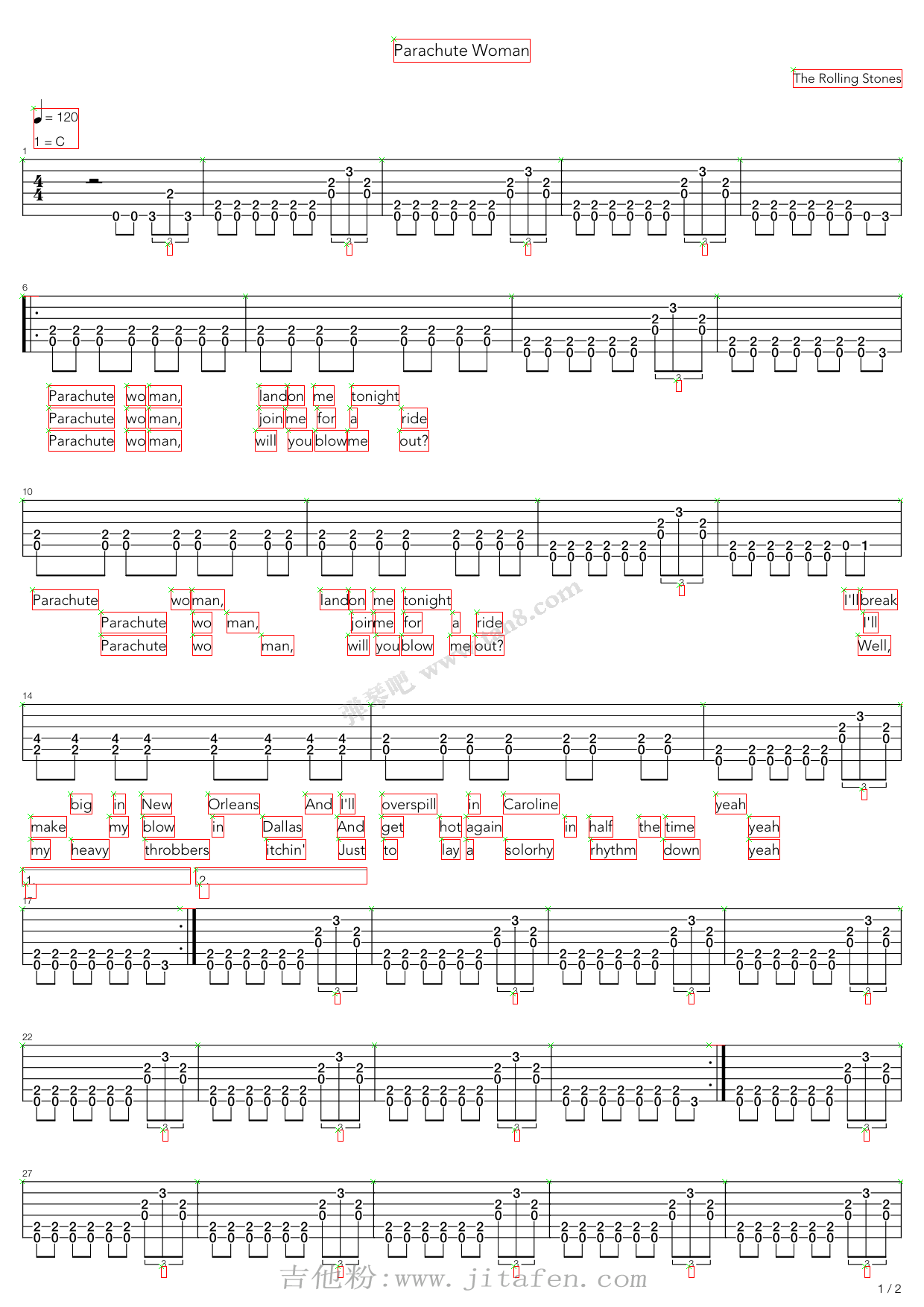 Parachute Woman 吉他谱