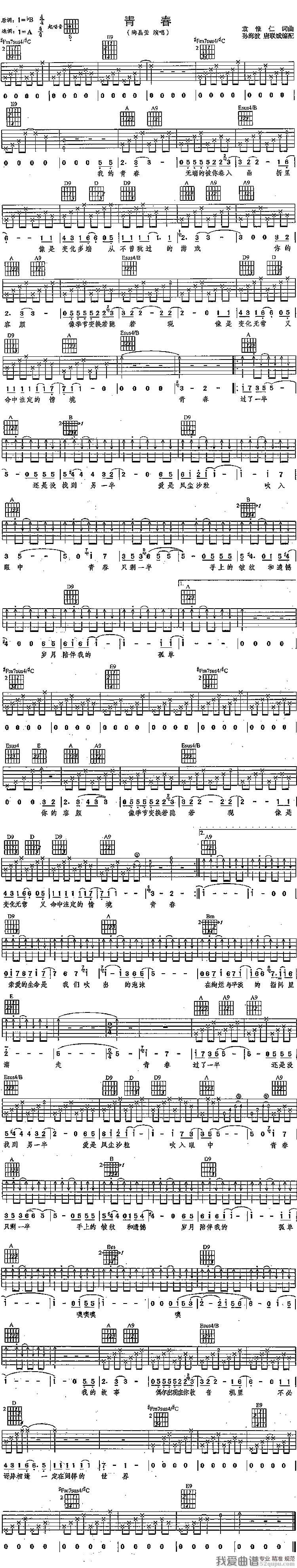 青春（袁惟仁 词曲） 吉他谱