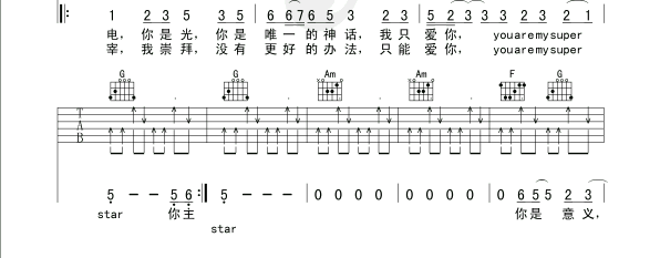 Super Star -S.H.E 吉他谱