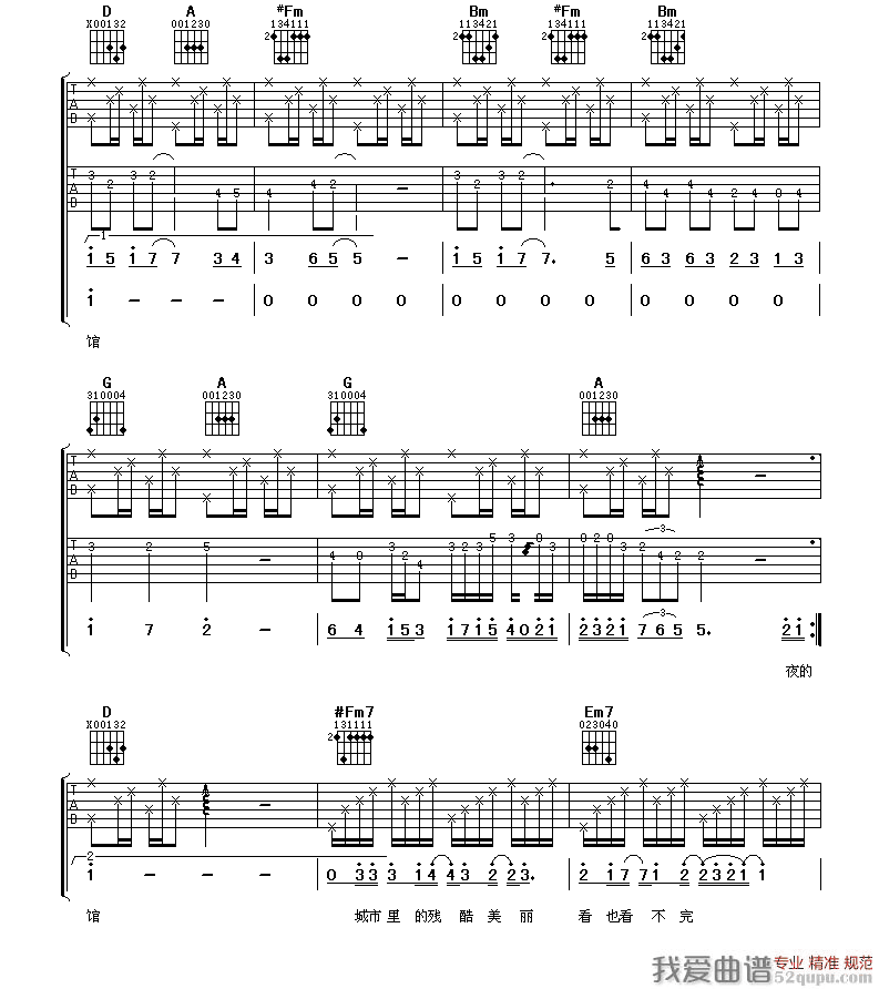 杨千桦《一个人的美术馆》吉他谱/六线谱 吉他谱