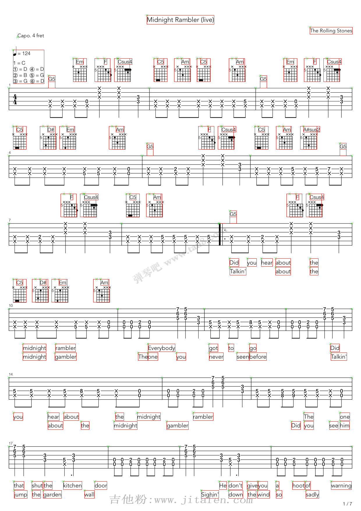 Midnight Rambler 吉他谱