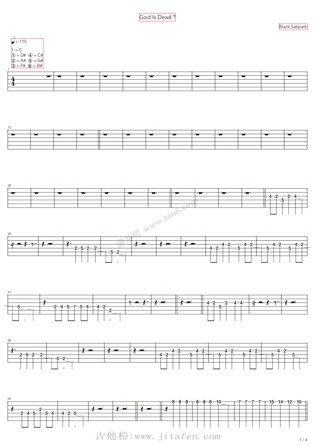 God Is Dead 吉他谱