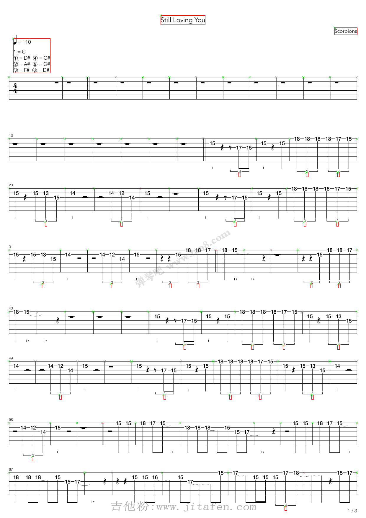 Still Loving You 吉他谱