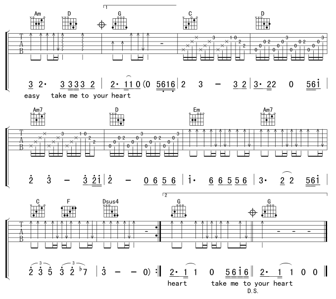 takemetoyourheart-版本二 吉他谱