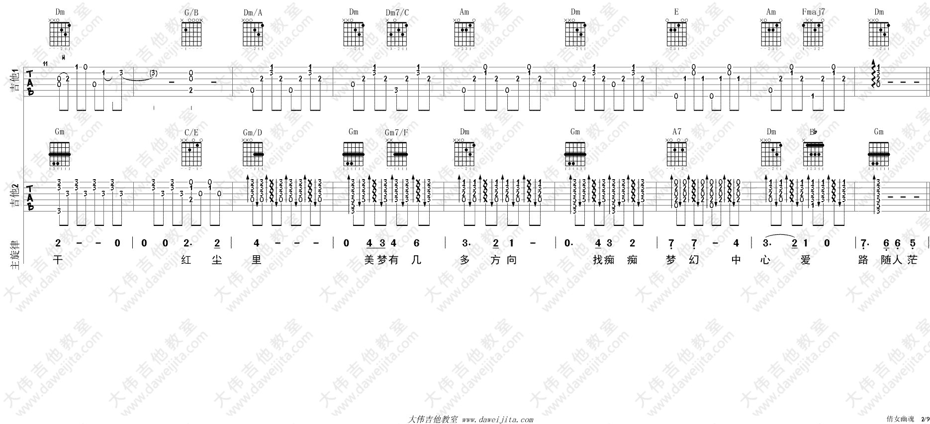 《倩女幽魂》主题曲吉他弹唱教学_张国荣 吉他谱