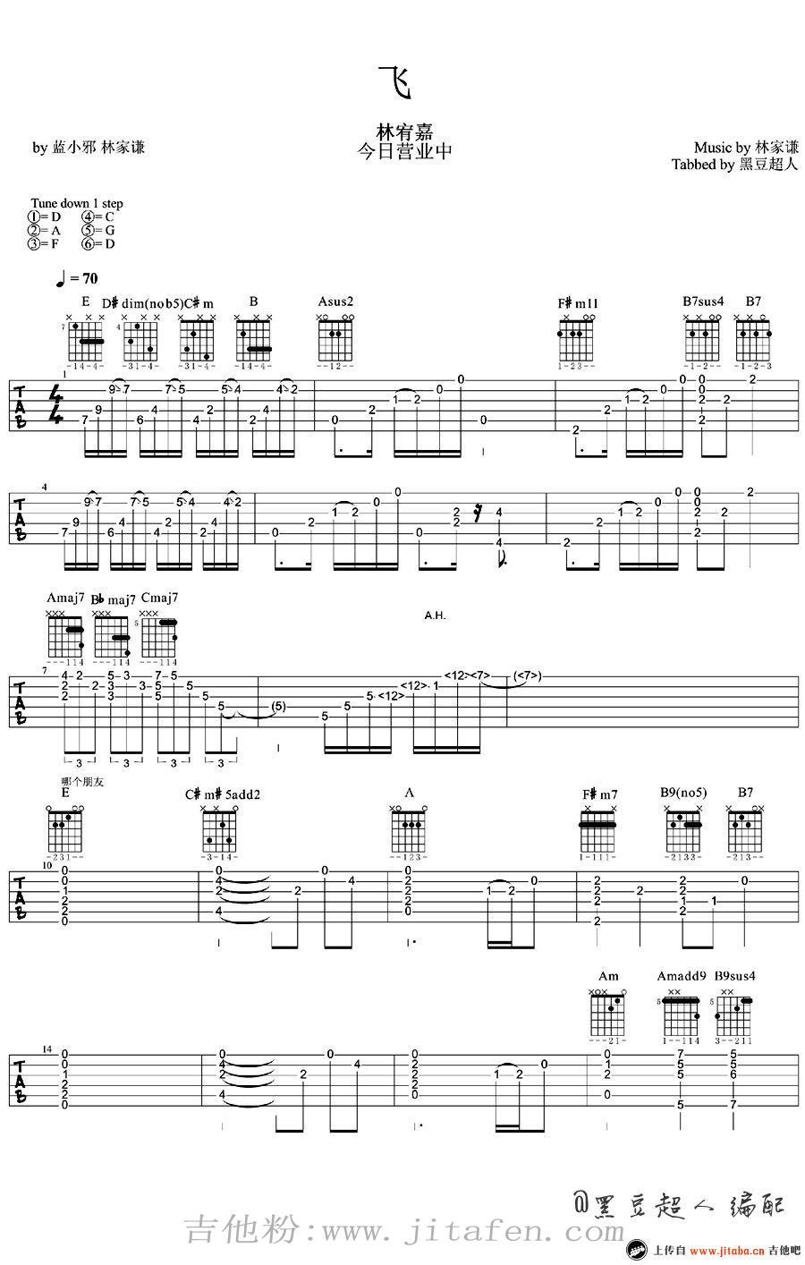 林宥嘉《飞》吉他谱_吉他弹唱谱_图片谱 吉他谱