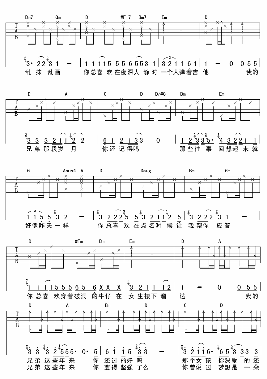 唐磊 我们的歌 吉他谱