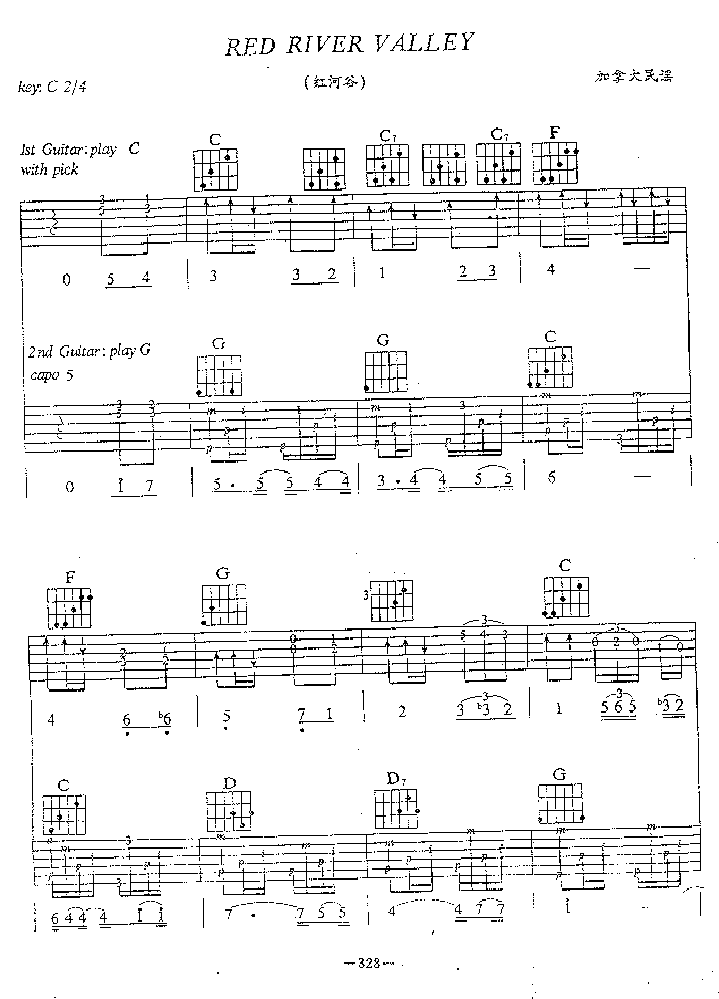 redriver(红河谷） 吉他谱