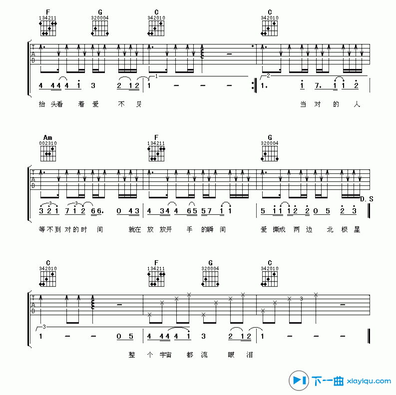 北极星的眼泪吉他谱E调_张栋梁北极星的眼泪六线谱 吉他谱