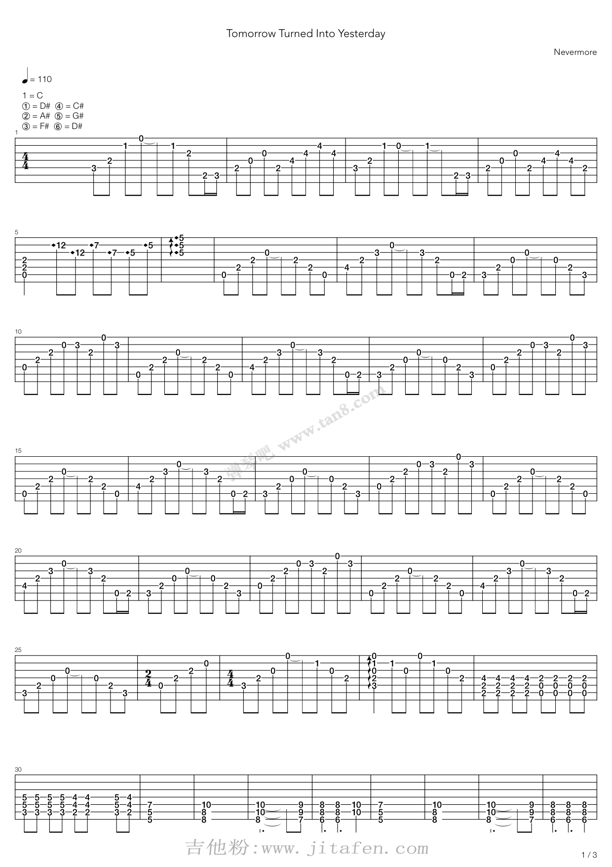 Tomorrow Turned Into Yesterday 吉他谱