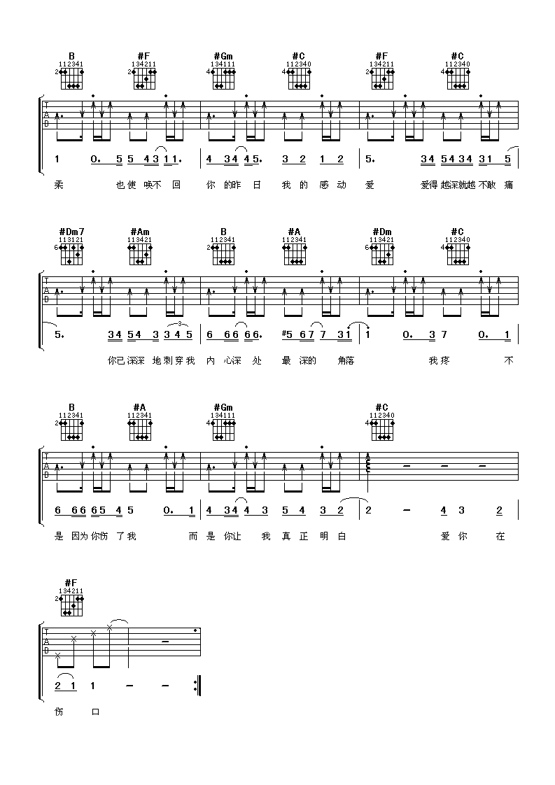 任贤齐 爱在你伤口 吉他谱