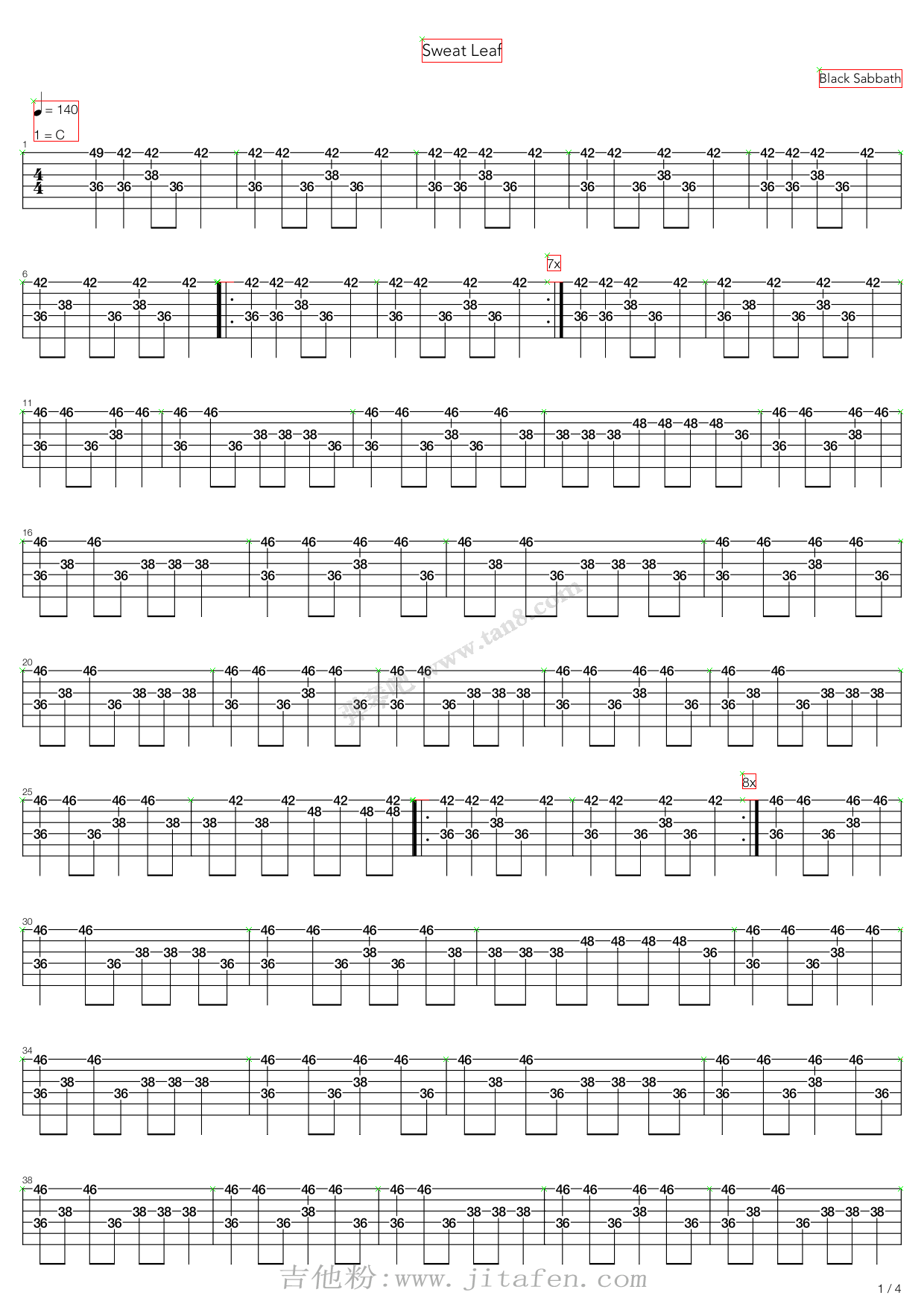Sweet Leaf 吉他谱