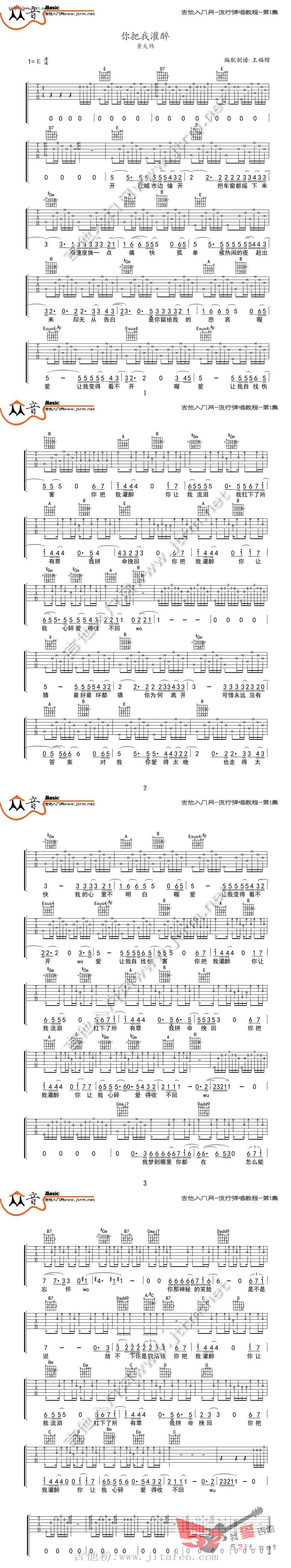 你把我灌醉 流行弹唱吉他谱视频 吉他谱