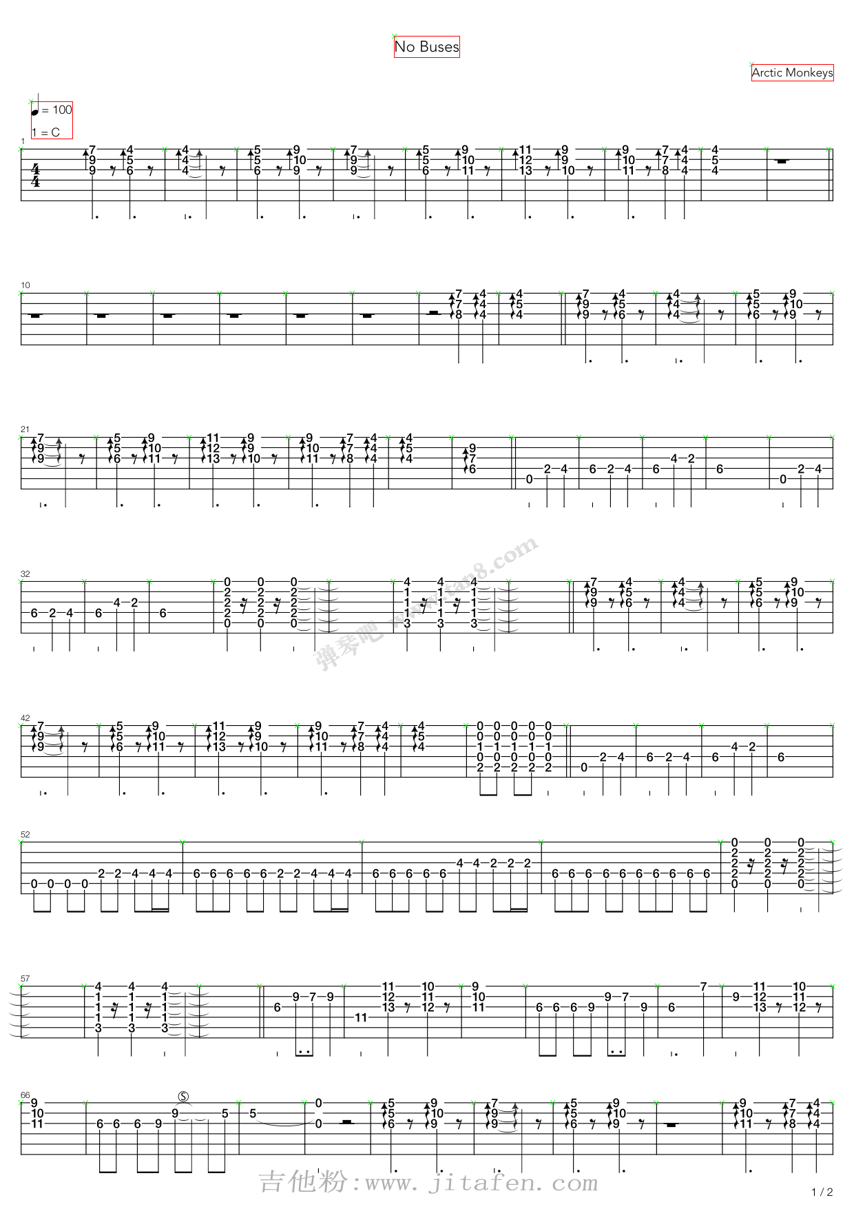 No Buses 吉他谱