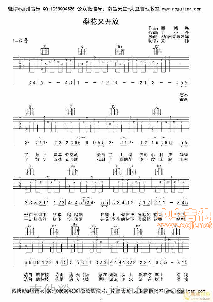 梨花又开放 吉他谱