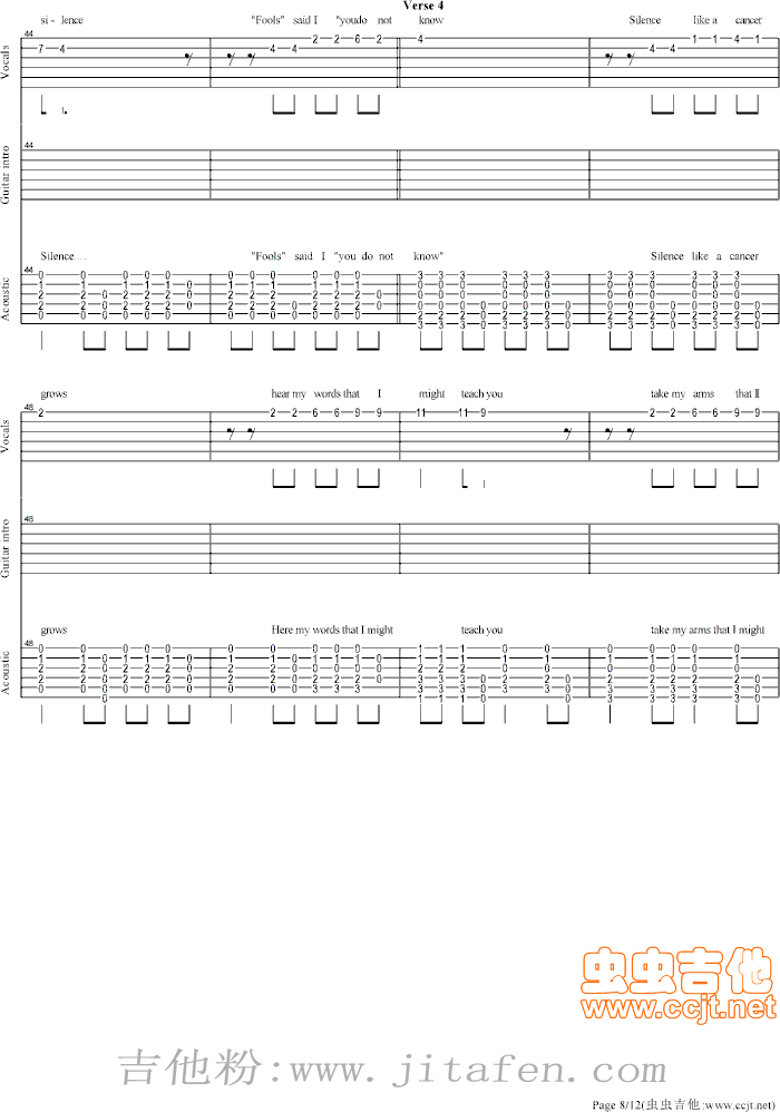 寂静之声-TheSoundsOfSilence 吉他谱