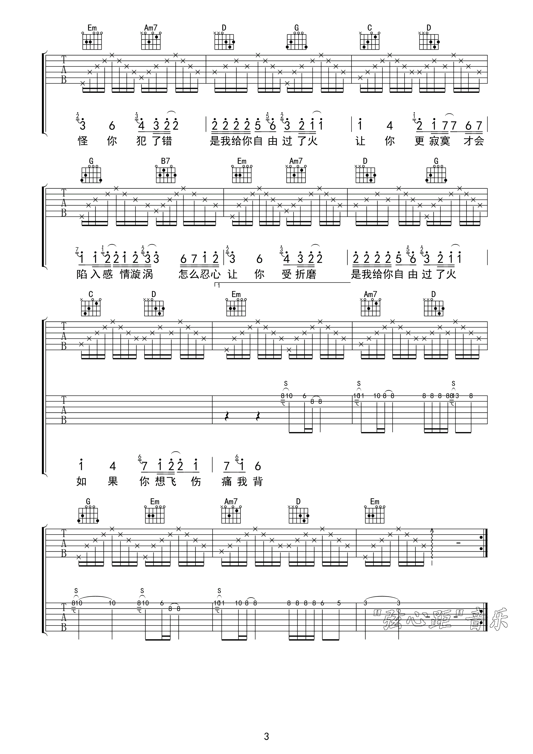 张信哲 过火吉他谱 G调喀什怒放版 吉他谱