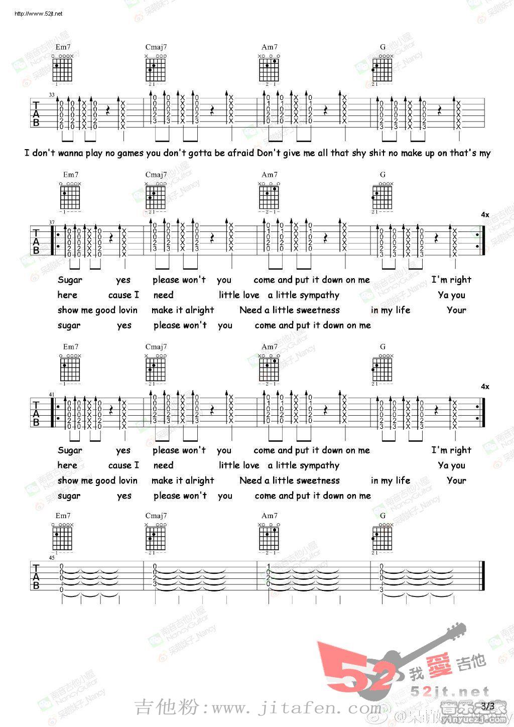 Sugar Nancy教学吉他谱视频 吉他谱