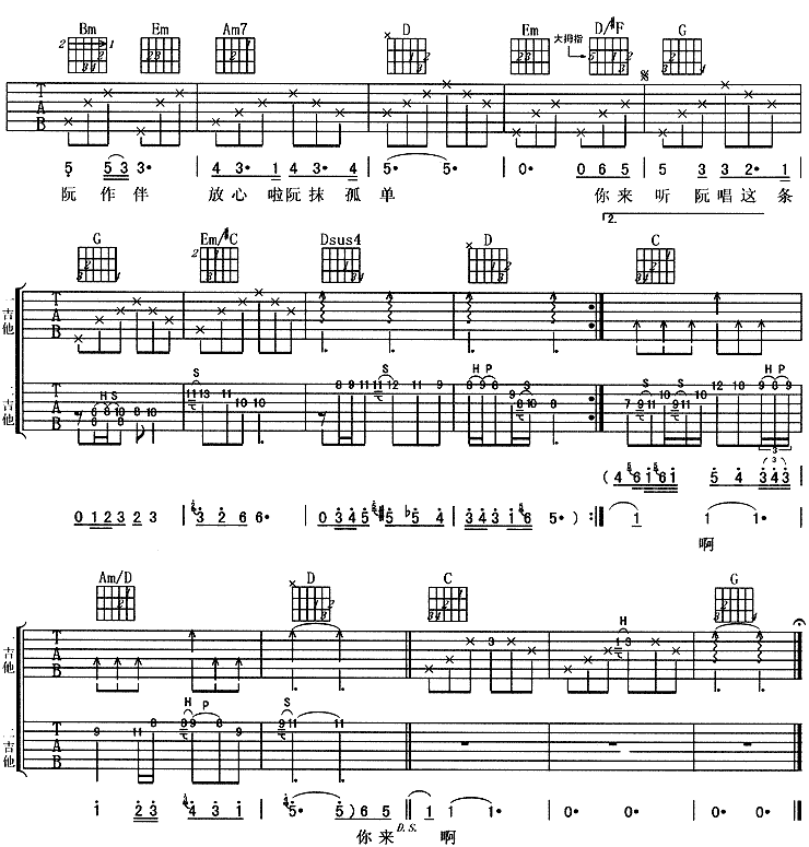 阿杜 雨衣 吉他谱