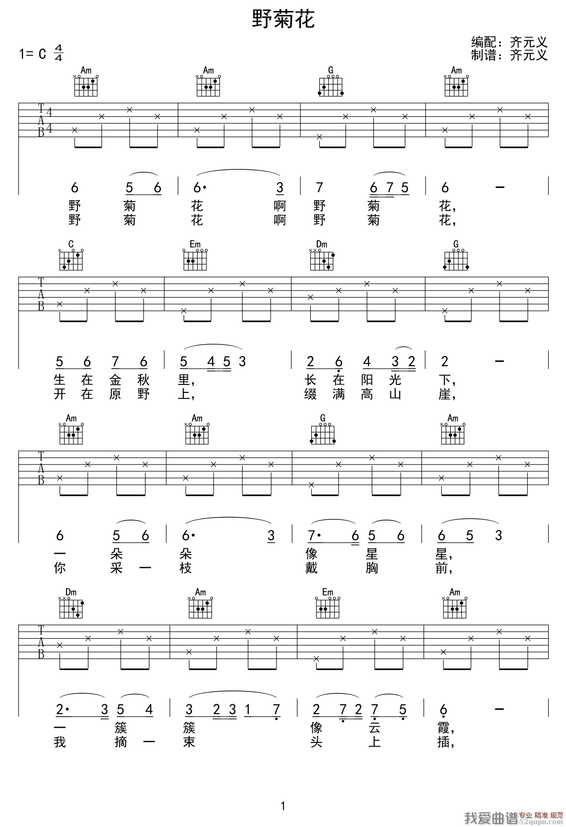 野菊花（少儿吉他） 吉他谱