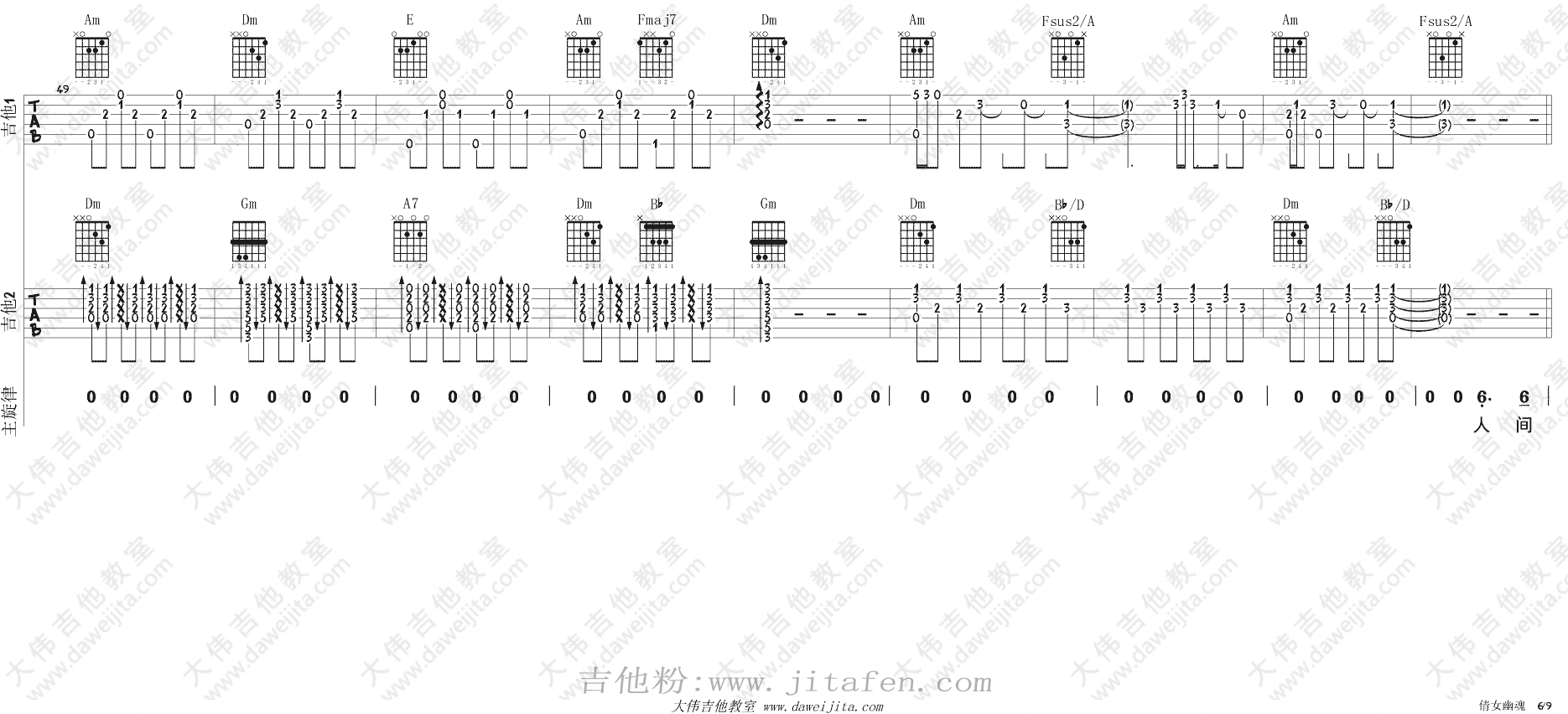 《倩女幽魂》主题曲吉他弹唱教学_张国荣 吉他谱