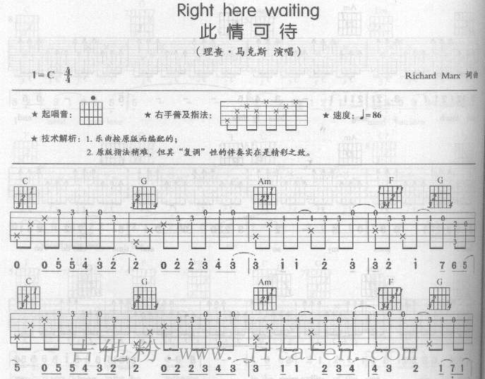 Right here waiting －欧美 吉他谱