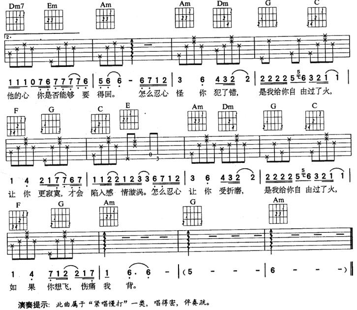 过火 吉他谱