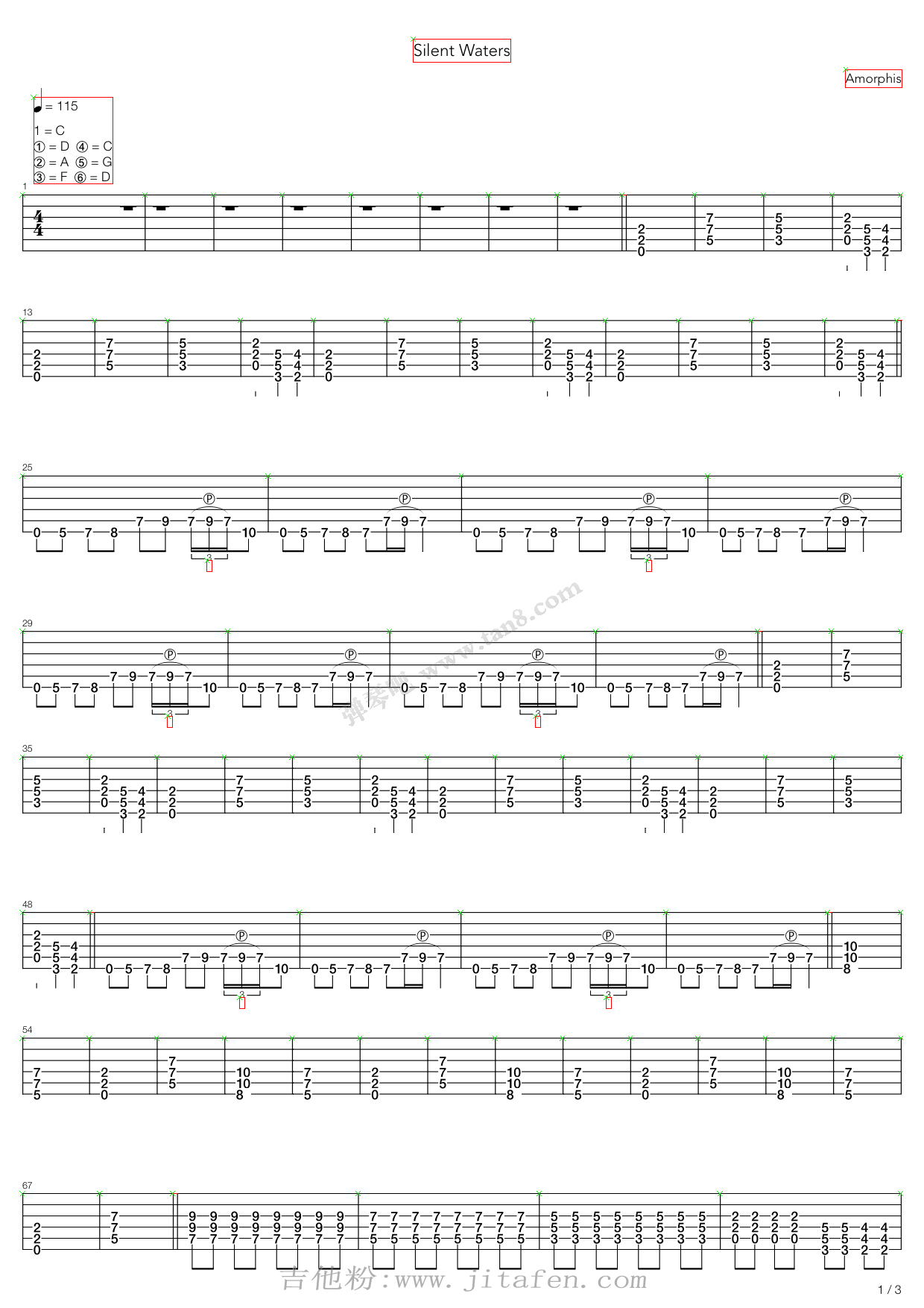 Silent Waters 吉他谱