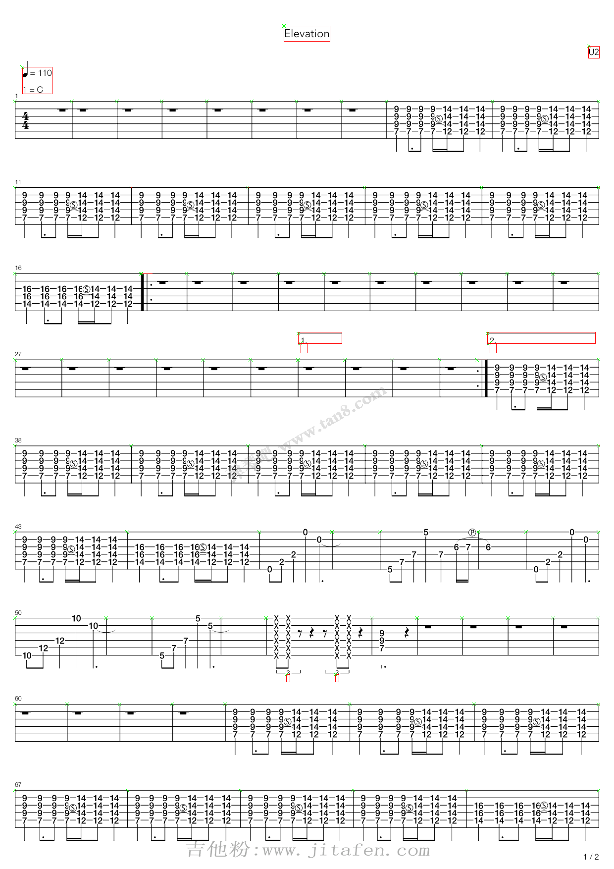 Elevation 吉他谱