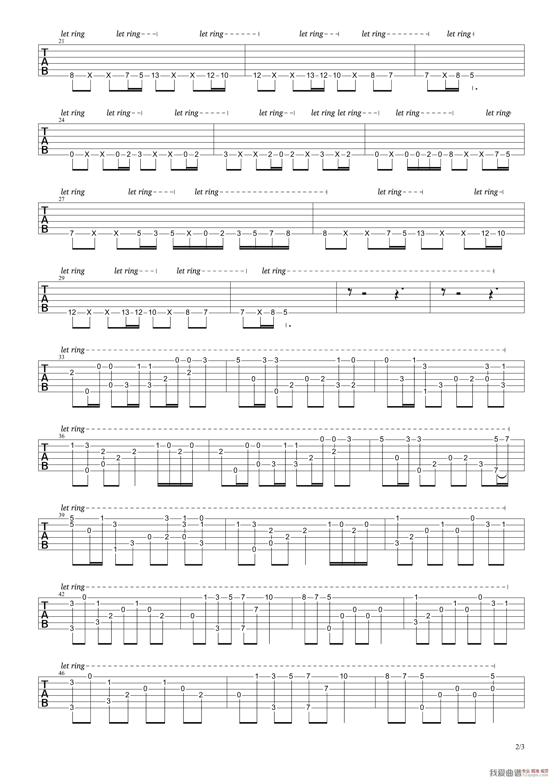 亡灵序曲（电吉他指弹独奏谱） 吉他谱