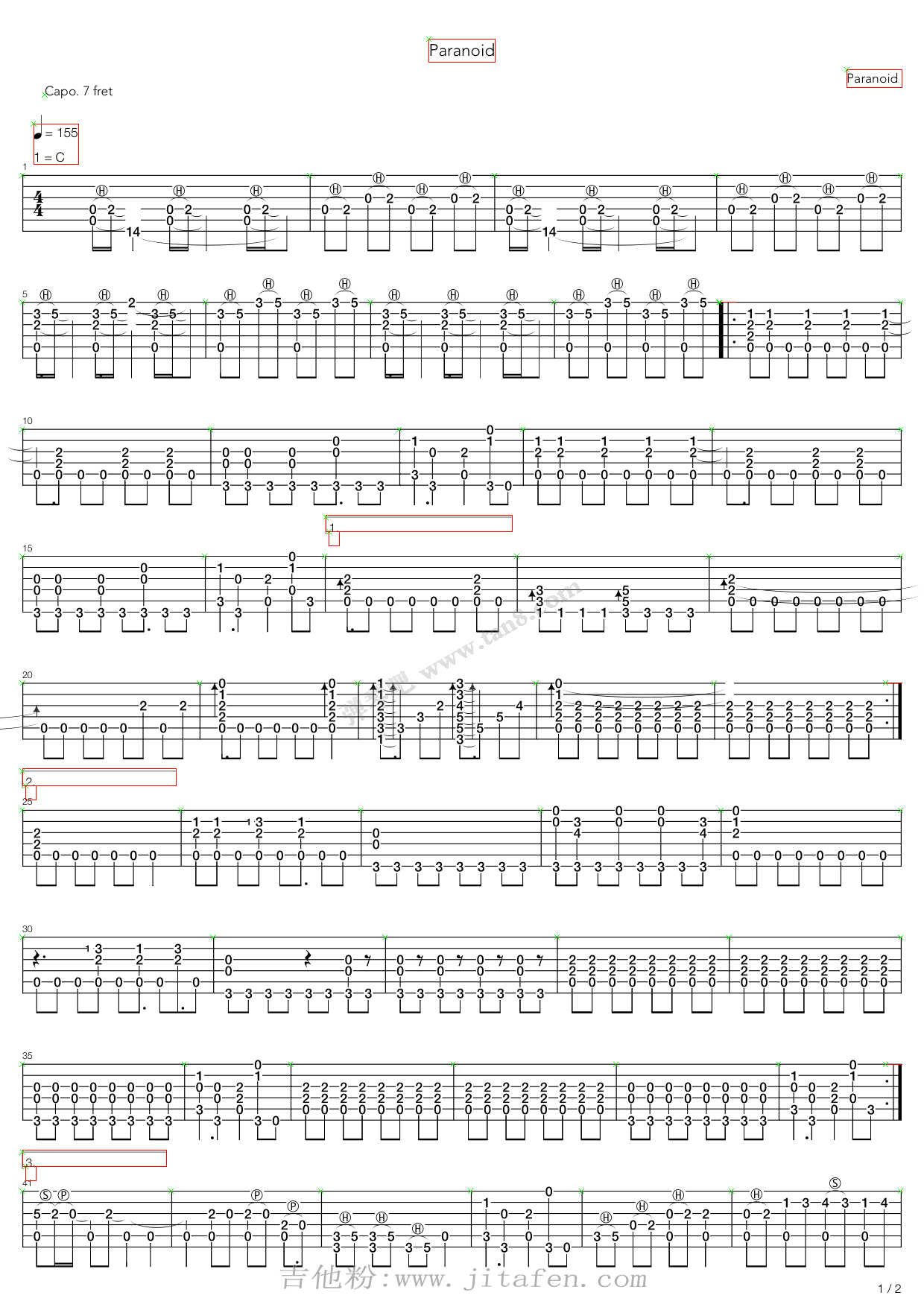 Paranoid 吉他谱