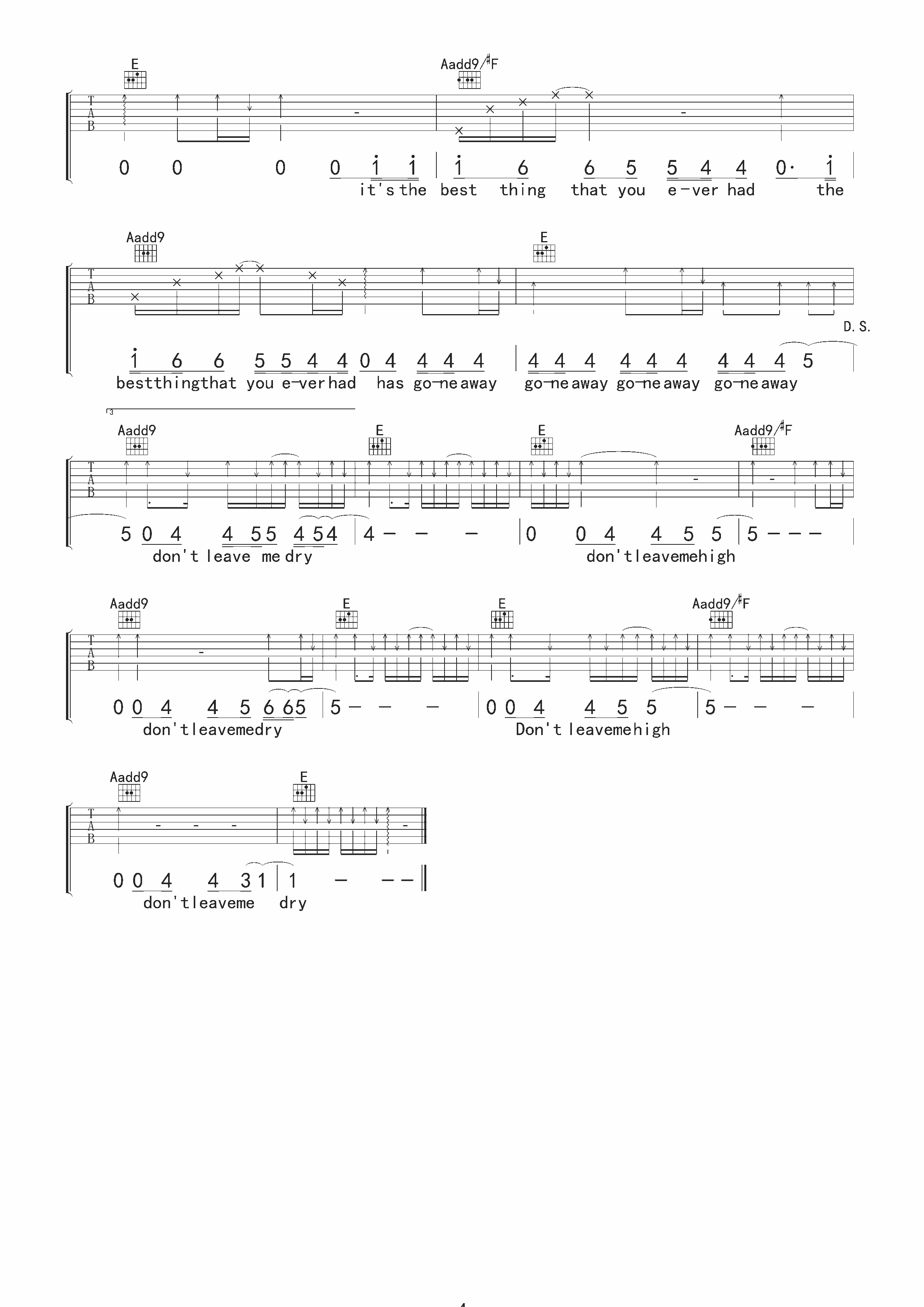 Radiohead《high and dry》吉他弹唱谱 吉他谱