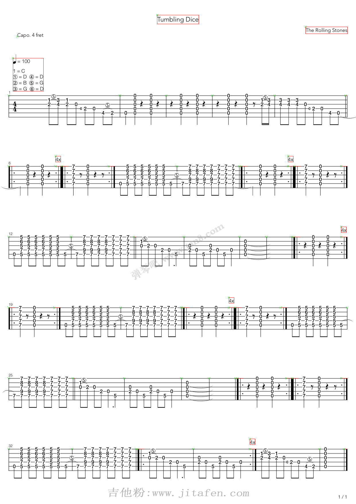 Tumbling Dice 吉他谱