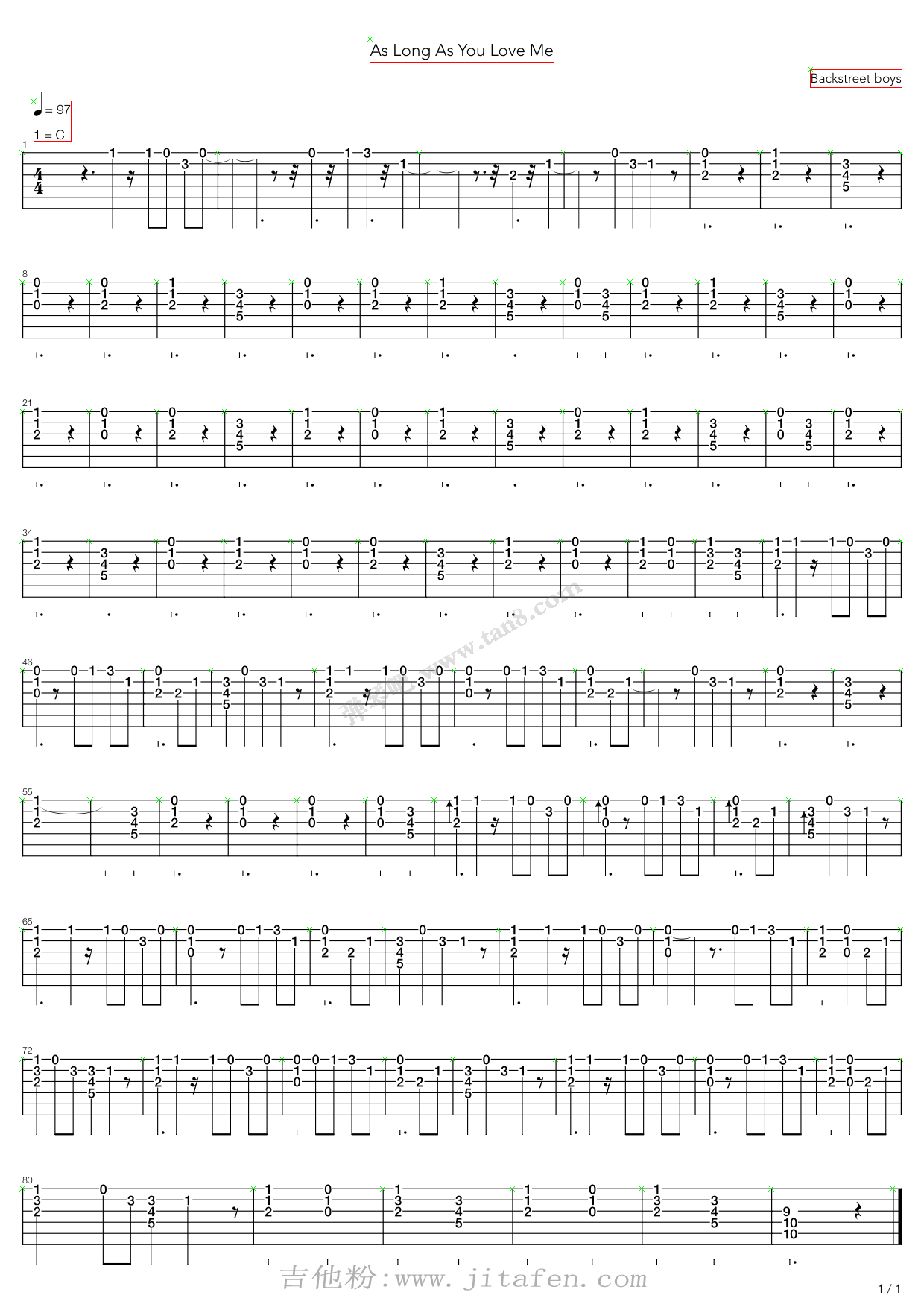 As Long As You Love Me 吉他谱