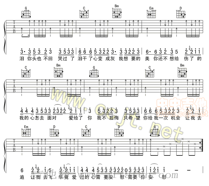别说我的眼泪你无所谓 吉他谱