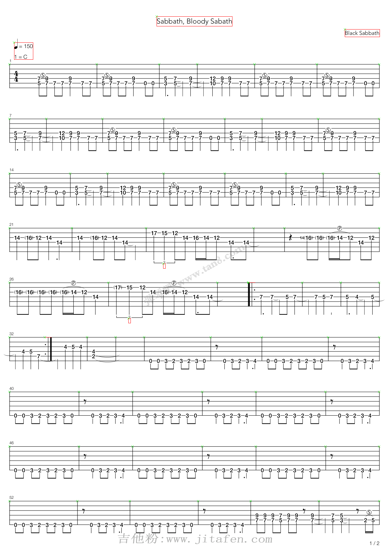Sabbath Bloody Sabath 吉他谱
