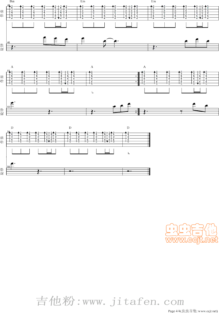 春天里（D调）乐队总谱 吉他谱