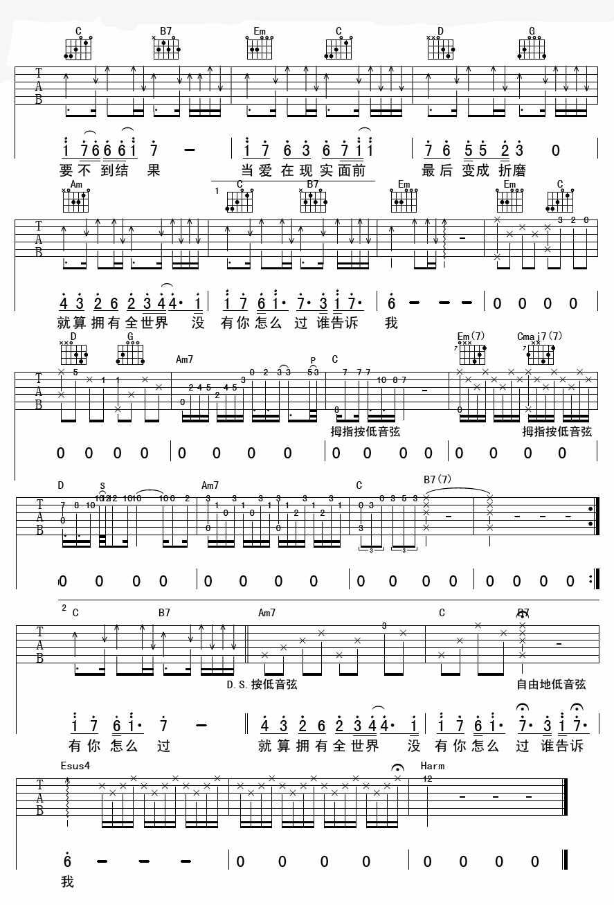 阿木 爱在现实面前 吉他谱