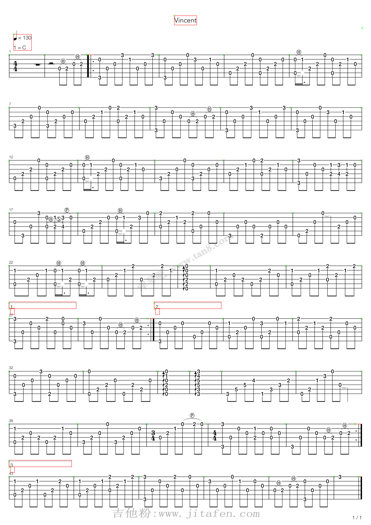 Vincent 吉他谱