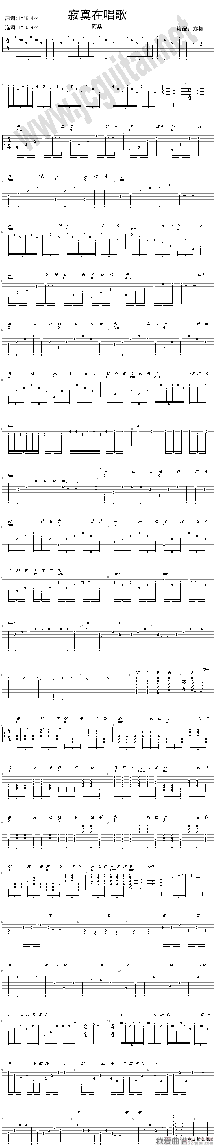 寂寞在唱歌（施人诚词） 吉他谱