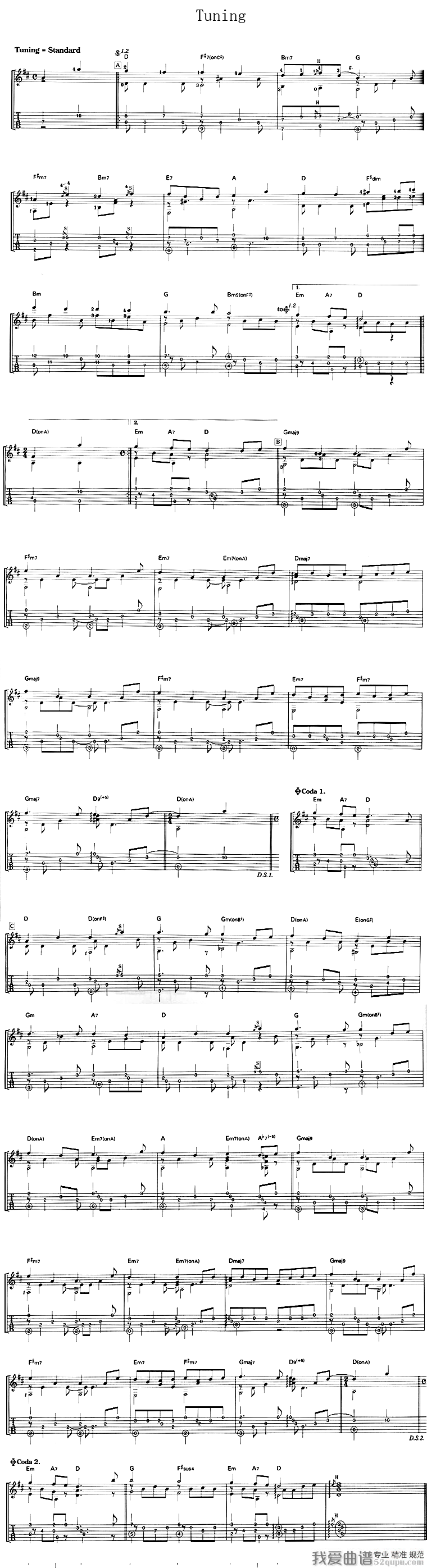 英文歌曲《Tuning》吉他谱/六线谱 吉他谱