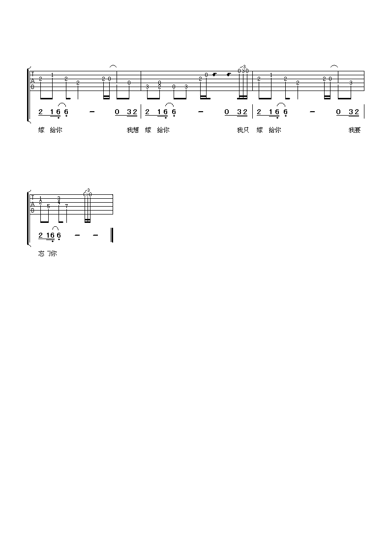 王蓉 害我受伤了 吉他谱