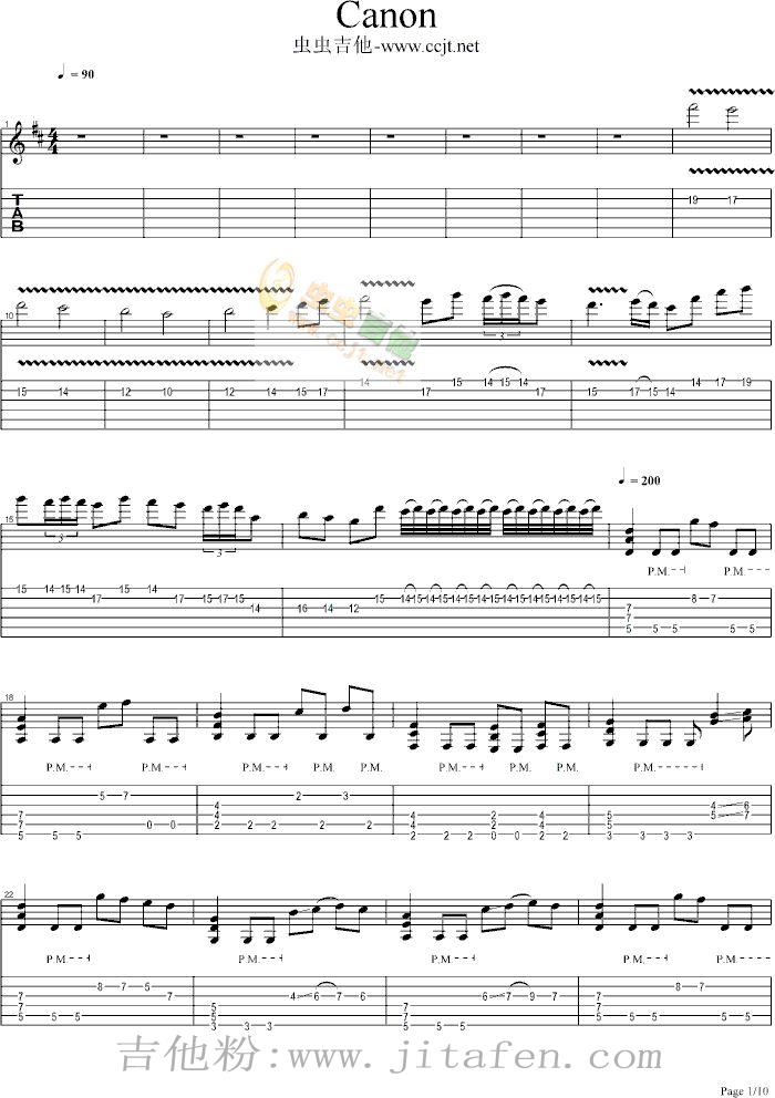 卡农-摇滚修正版-cann 吉他谱