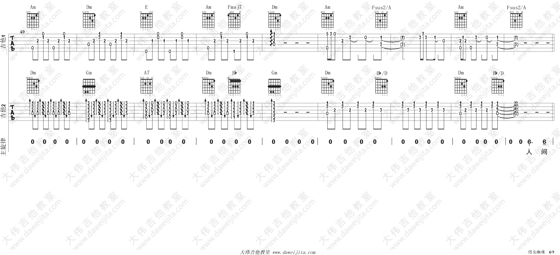 《倩女幽魂》主题曲吉他弹唱教学_张国荣 吉他谱