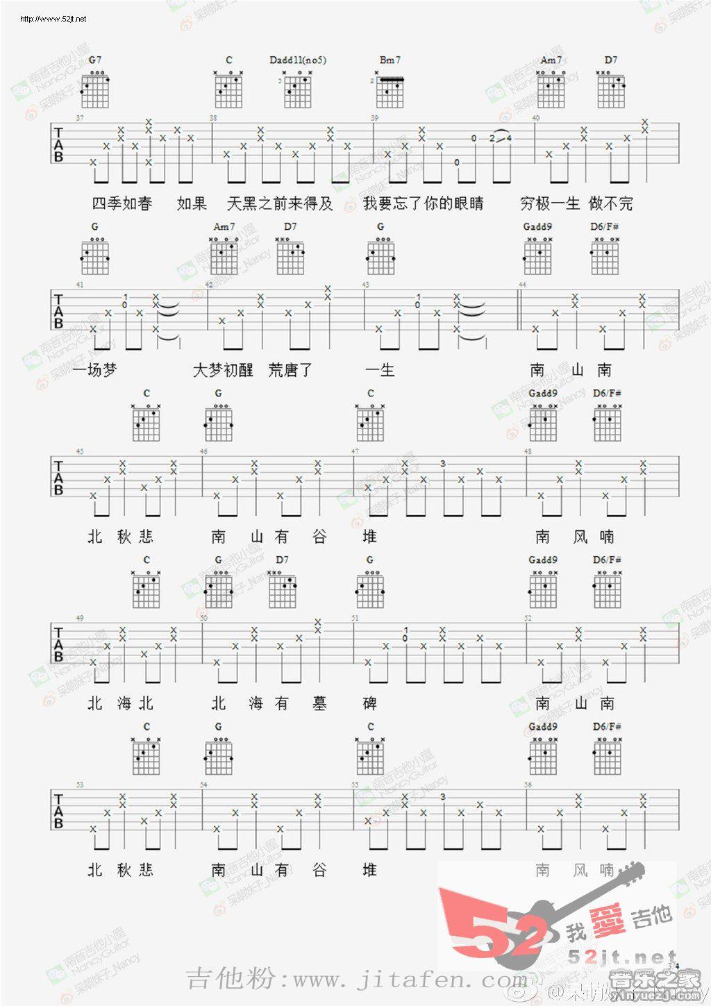 南山南 Nancy讲解吉他谱视频 吉他谱