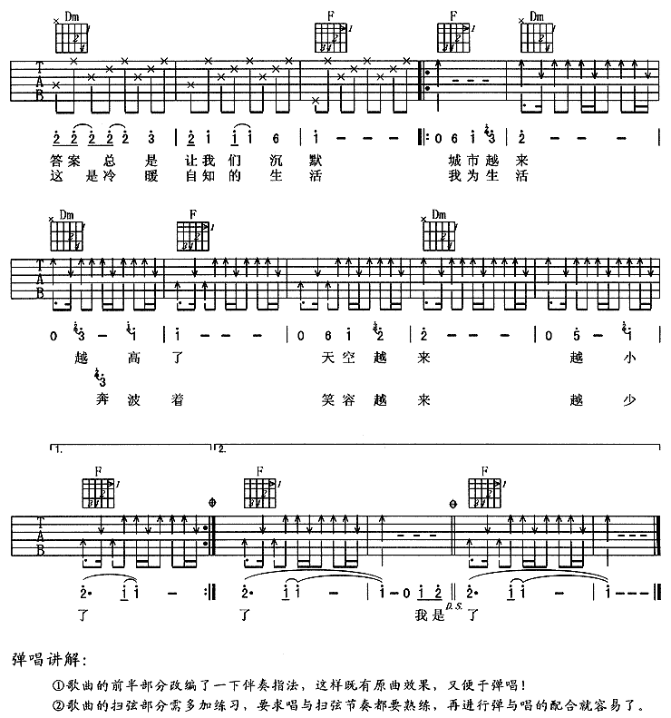 越来越－零点乐队（吉他谱） 吉他谱