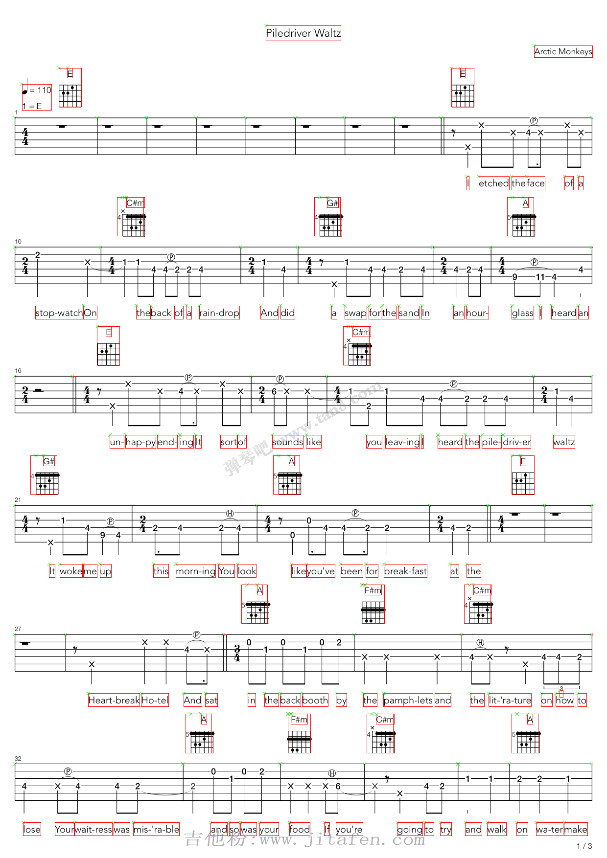 Piledriver Waltz 吉他谱