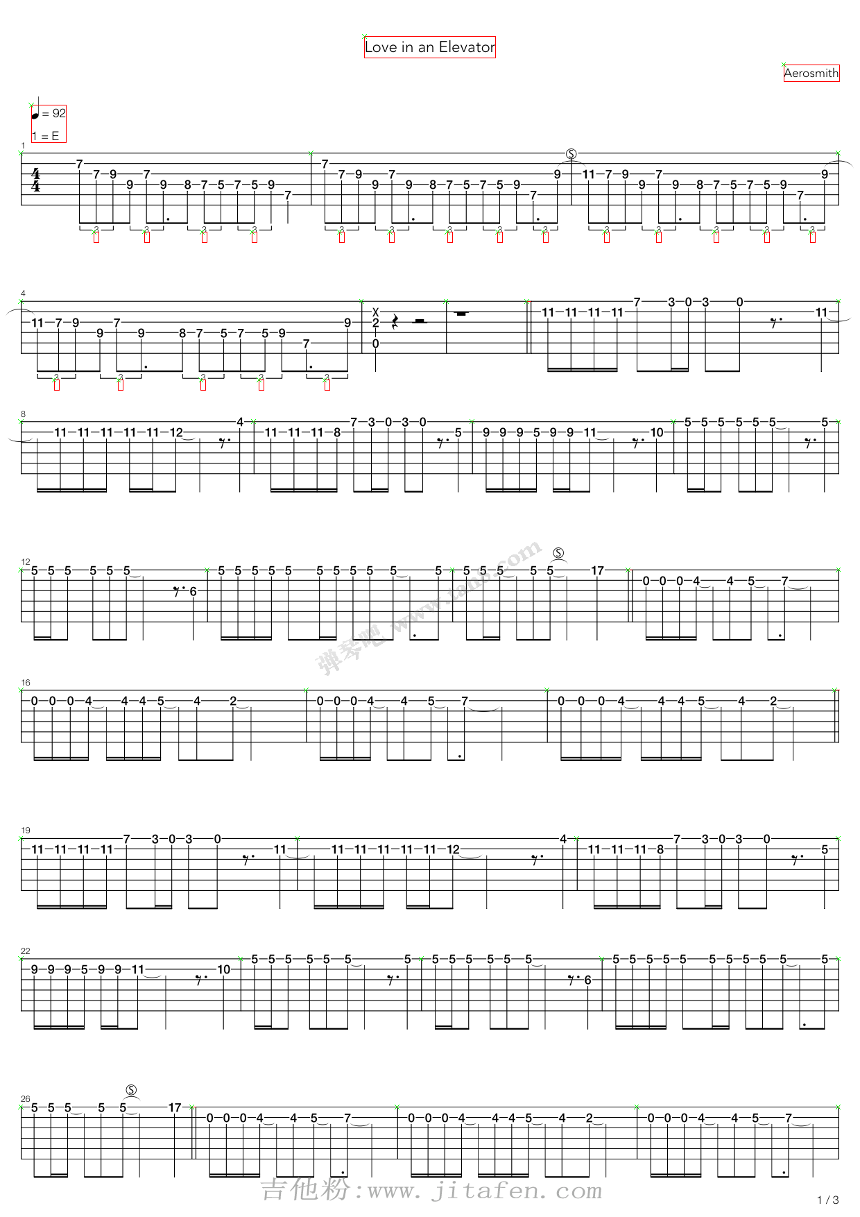 Love In An Elevator 吉他谱